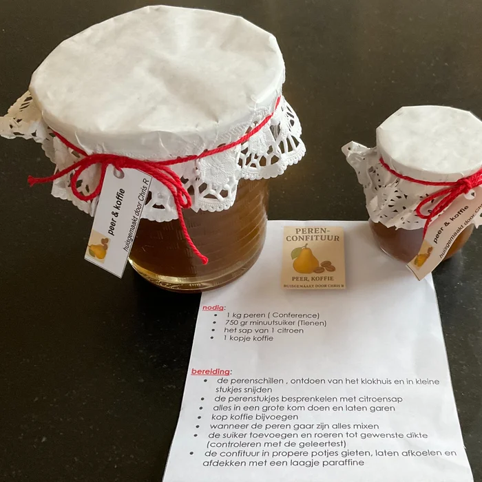 Confituur van peer en koffie