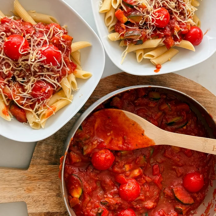 penne met groentesaus