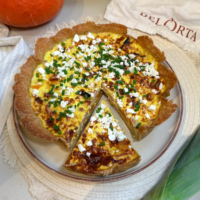 Quiche pompoen, spitskool, prei