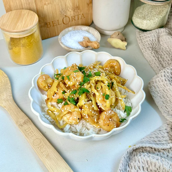 Wok van scampi