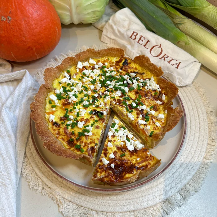 Quiche pompoen, spitskool, prei