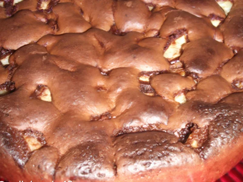 Chocoladecake met stukjes peer