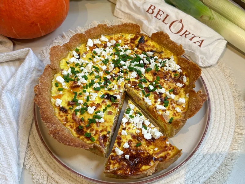 Quiche pompoen, spitskool, prei